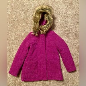 Cat & Jack Magenta Coat/Jacket with Faux Fur Hood